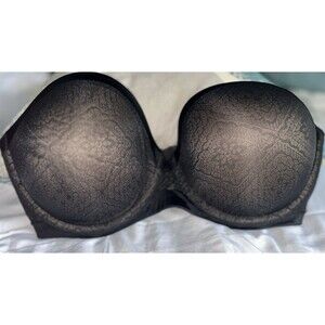 Black Sheer Design Ambrielle 38 DDD Strapless Bra with Underwire Support